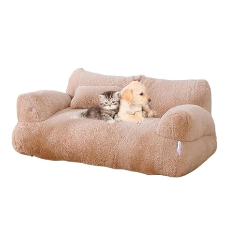IRIRI Beruhigendes Haustier-Sofa, Weiches, Beruhigendes Katzen-Sofabett, Waschbares, Plüsch-Haustier-Couchbett, Beruhigendes Hundebett for Kleine, Mittelgroße und Große Hunde(Bruin,M) von IRIRI