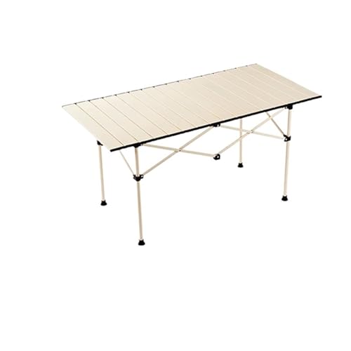 IRIRI Robuster Klapptisch for Den Außenbereich – Tragbarer Campingtisch, Konstruktion aus Kohlenstoffstahl – Kompaktes Rolldesign for Picknick, Grillen (3 Größen: Quadratisch/Lang/Extralang)(Khaki,120 von IRIRI