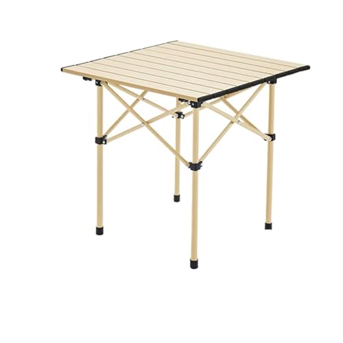 IRIRI Robuster Klapptisch for Den Außenbereich – Tragbarer Campingtisch, Konstruktion aus Kohlenstoffstahl – Kompaktes Rolldesign for Picknick, Grillen (3 Größen: Quadratisch/Lang/Extralang)(Khaki,50* von IRIRI