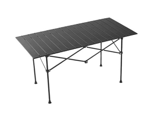 IRIRI Robuster Klapptisch for Den Außenbereich – Tragbarer Campingtisch, Konstruktion aus Kohlenstoffstahl – Kompaktes Rolldesign for Picknick, Grillen (3 Größen: Quadratisch/Lang/Extralang)(Schwarz,1 von IRIRI