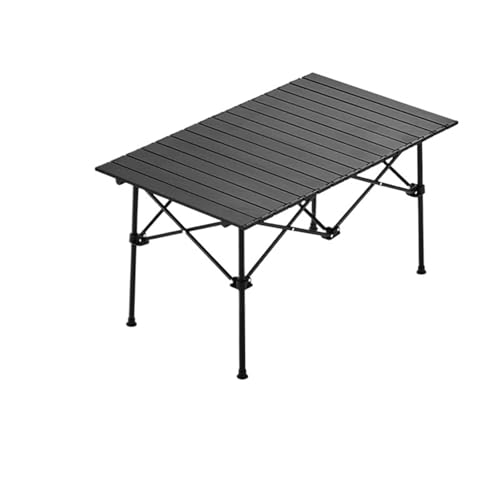 IRIRI Robuster Klapptisch for Den Außenbereich – Tragbarer Campingtisch, Konstruktion aus Kohlenstoffstahl – Kompaktes Rolldesign for Picknick, Grillen (3 Größen: Quadratisch/Lang/Extralang)(Schwarz,9 von IRIRI