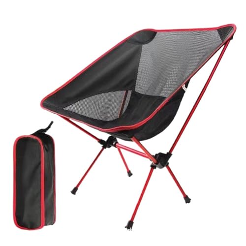 IRIRI Ultraleichter Campingstuhl aus Aluminium – Klappbarer Outdoor-Stuhl mit Aufbewahrungstasche – Tragbarer Rucksackstuhl for Wandern, Angeln, Strand(Bright red) von IRIRI
