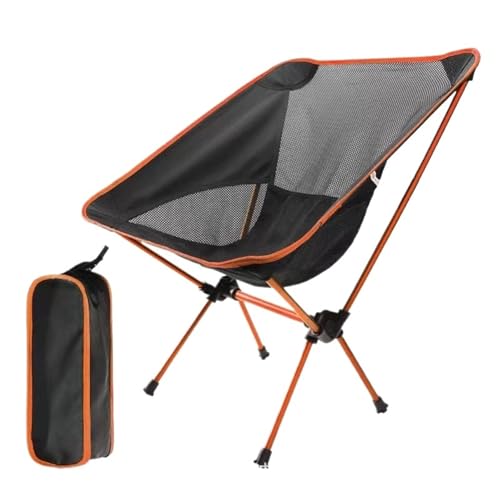 IRIRI Ultraleichter Campingstuhl aus Aluminium – Klappbarer Outdoor-Stuhl mit Aufbewahrungstasche – Tragbarer Rucksackstuhl for Wandern, Angeln, Strand(Orange) von IRIRI