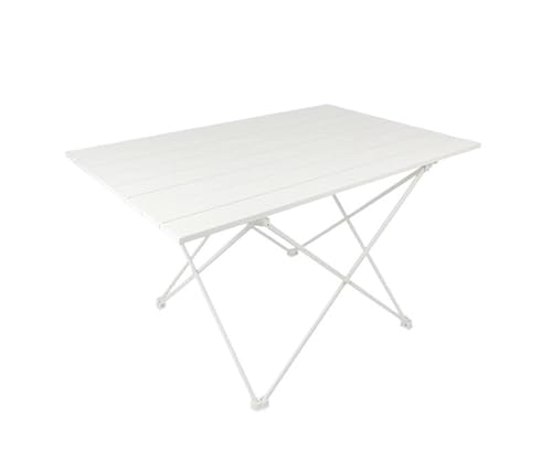 IRIRI Ultraleichter Tragbarer Klapptisch, Camping-Picknicktisch aus Aluminiumlegierung mit Tragetasche, Faltbarer Außentisch for Grillen, Wandern, Reisen(Weiß,68 * 47 * 40cm) von IRIRI