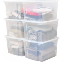 30L Plastik Aufbewahrungsboxen mit Deckel, 6 große stapelbare Boxen, BPA-frei, Wäscherei, Büro, usb-m, Transparent - L42 x T35.5 x H26.5 cm - Iris 30L Plastik Aufbewahrungsboxen mit Deckel, 6 große stapelbare Boxen, BPA-frei, Wäscherei, Büro, usb-m, Transparent - L42 x T35.5 x H26.5 cm - Iris von IRIS OHYAMA