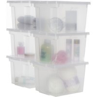 6er-Set Aufbewahrungsboxen aus Kunststoff, Multifunktional, 10 l, Deckel, Ergonomischer Griff, Büro, Zuhause - ddusb-s - Weiß - Iris Ohyama von IRIS OHYAMA