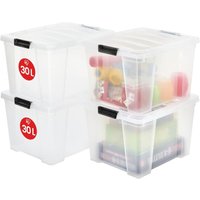 Aufbewahrungsbox aus Kunststoff, 4er-Set, 30L - HB-30 - Transparent, L43 x T35 x H25.5 cm - Iris Ohyama von IRIS OHYAMA