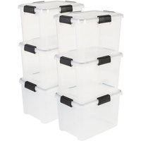 Iris Ohyama - Aufbewahrungsbox aus Kunststoff, Set mit 6 hermetischen Boxen à 20 l, at-sd, Transparent, B39 x T29 x H26 cm von IRIS OHYAMA