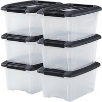 Iris Ohyama - Kunststoff-Aufbewahrungsbox, 5-Liter-Garage-Aufbewahrungsbox, 6er-Set, BPA-frei, NTB-5, Schwarz, stapelbar, Verschlussklammern – B28 x von IRIS OHYAMA