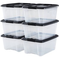 Kunststoff-Aufbewahrungsbox, 15 l Garagen-Aufbewahrungsbox, 6er-Set, NTB-15, transparent, stapelbar, Verschlussklammern – B39,5 x T29 x H18,5 cm von IRIS OHYAMA