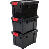 Iris Ohyama - 3er-Set, Aufbewahrungsbox, diy, 21 l, mit Clips, stapelbar, Garage - Power Box SK-210 - Schwarz von IRIS OHYAMA