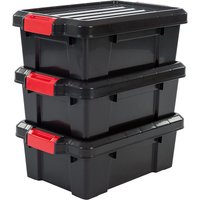 Iris Ohyama - 3er-Set, Aufbewahrungsbox, diy, 12.5 l, mit Clips, stapelbar, Garage - Power Box SK-130 - Schwarz von IRIS OHYAMA