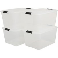 Iris Ohyama - 4er-Set, Aufbewahrungsboxen, 45 l, mit Clips, stapelbar, Wohnzimmer, Schlafzimmer, Garage - Top Box TB-45 - Transparent von IRIS OHYAMA