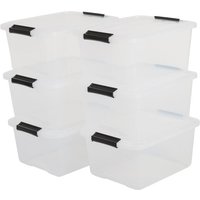 Iris Ohyama - 6er-Set, Aufbewahrungsboxen, 15 l, mit Clips, stapelbar, Wohnzimmer, Schlafzimmer, Garage - Top Box TB-15 - Transparent von IRIS OHYAMA