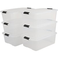 Iris Ohyama - 6er-Set, Aufbewahrungsboxen, 30 l, mit Clips, stapelbar, Wohnzimmer, Schlafzimmer, Garage - Top Box TB-30 - Transparent von IRIS OHYAMA