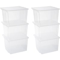 6er-Set, Aufbewahrungsboxen, 30 l, mit Deckel, stapelbar, Garage, Schlafzimmer, Wohnzimmer - Useful Storage Box usb-m - Transparent - Iris Ohyama von IRIS OHYAMA