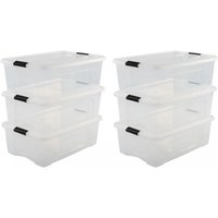 Iris Ohyama - 6er-Set, Aufbewahrungsboxen, 30 l, mit Clips, stapelbar, Wohnzimmer, Schlafzimmer, Garage - New Top Box NTB-30 - Transparent von IRIS OHYAMA