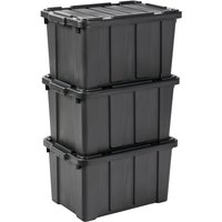 Kunststoff-Aufbewahrungsbox, 50-Liter-Garage-Aufbewahrungsbox, 3er-Set, ddskt 450, Schwarz, stapelbar, Verschlussclips – B57,5 x T38 x H31,5 cm von IRIS OHYAMA