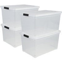 Aufbewahrungsbox aus Kunststoff, 50 l Büro-Aufbewahrungsbox, 4er-Set, NCS-320, transparent, stapelbar, Verschlussclips – B54 x T39,5 x H30,5 cm von IRIS OHYAMA