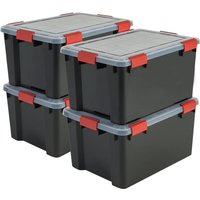 Kunststoff-Aufbewahrungsbox, 50 l Garagen-Aufbewahrungsbox, 4er-Set, BPA-frei, at-l, schwarz, stapelbar, Verschlussklammern – B59 x T39 x H29 cm von IRIS OHYAMA
