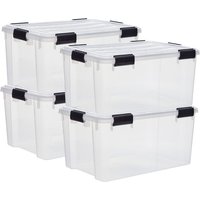 Iris Ohyama - 50L wasserdichte Aufbewahrungsboxen aus Kunststoff mit Deckel, 4er-Set, ddat-l, transparent, stapelbar, Verschlussclips – B59 x T39 x von IRIS OHYAMA