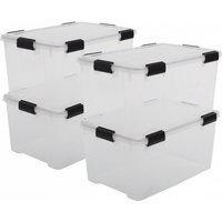 50L wasserdichte Aufbewahrungsboxen aus Kunststoff mit Deckel, 4er-Set, at-l, transparent, stapelbar, Verschlussclips – B59 x T39 x H29 cm - Iris von IRIS OHYAMA