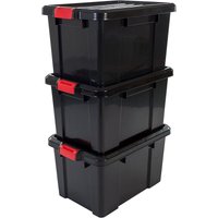 Plastik Aufbewahrungsboxen mit Deckel und Clipverschluss, 50L, 3er Set, Stapelbar, Ineinandergreifend, BPA-frei, Dachboden, Schuppen, Garage, Garage, von IRIS OHYAMA