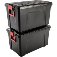 Iris Ohyama, große Kunststoff-Aufbewahrungsbox, 110 l Garagen-Aufbewahrungsbox, 2er-Set, SIA-110, schwarz, stapelbar, Verschlussklammern – B75 x Iris Ohyama, große Kunststoff-Aufbewahrungsbox, 110 l Garagen-Aufbewahrungsbox, 2er-Set, SIA-110, schwarz, stapelbar, Verschlussklammern – B75 x von IRIS OHYAMA