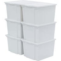 Iris Ohyama - Aufbewahrungsbox aus Kunststoff, 6 x 30 l Büro-Aufbewahrungsbox, 6er-Set, usb-m, weiß, stapelbar, Verschlussclips – B42 x T35,5 x H26,5 von IRIS OHYAMA