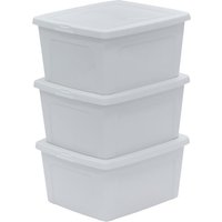 Iris Ohyama - Aufbewahrungsbox aus Kunststoff, Büro-Aufbewahrungsbox mit 3 x 18 l, 3er-Set, MCB-18, weiß, stapelbar, Verschlussklammern – B39,5 x T34 von IRIS OHYAMA