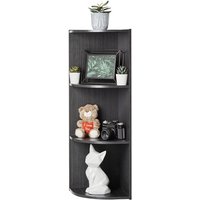 Eck-Holzbücherregal, 3 Etagen, Schwarz, Vielseitig, Modular, Offenes Regal, Für Wohnzimmer, Büro, Schlafzimmer, Platzsparend, Bücher, cd, Dekor, von IRIS OHYAMA