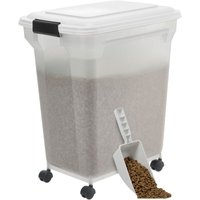 Hundefutter Aufbewahrung mit Rollen, 45L/15kg, Weiß, Luftdichte Futterbox, Trockenfutter, Futterbehälter, Für Hunde, Katzen, Tierfutterbehälter, von IRIS OHYAMA