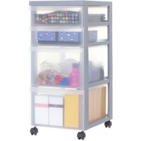 Iris Ohyama - Kunststoff-Schubladenbox mit Rollen, 2 tiefe und 2 flache Schubladen, Grau, Griffe zum Ziehen, Für Schlafzimmer, Bad, Schule & Büro, Iris Ohyama - Kunststoff-Schubladenbox mit Rollen, 2 tiefe und 2 flache Schubladen, Grau, Griffe zum Ziehen, Für Schlafzimmer, Bad, Schule & Büro, von IRIS OHYAMA