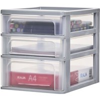 Iris Ohyama - Schreibtisch-Organizer mit 2 flache und 1 tiefe Schublade, Grau, Easy-Pull-System, A4, A5 & A6 Format, Schreibtisch Organizer für Büro, von IRIS OHYAMA