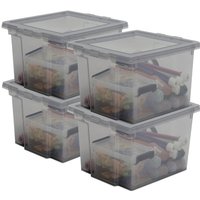 Iris Ohyama - Kunststoff-Aufbewahrungsbox, 10-Liter-Büro-Aufbewahrungsbox, 4er-Set, BPA-frei, ddusb-s, Grau, stapelbar, Verschlussclips – B29 x T24 x von IRIS OHYAMA