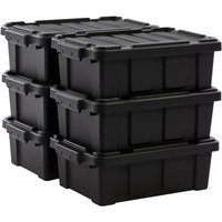 Iris Ohyama - Kunststoff-Aufbewahrungsbox, 12,5 l Garagen-Aufbewahrungsbox, 4er-Set, DDSKT-130, Schwarz, stapelbar, Verschlussklammern – B44,5 x T29 von IRIS OHYAMA