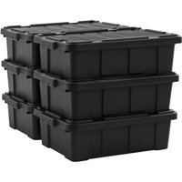 Kunststoff-Aufbewahrungsbox, 25 l Garagen-Aufbewahrungsbox, 4er-Set, DDSKT-230, Schwarz, stapelbar, Verschlussklammern – B57,5 x T38 x H17,5 cm von IRIS OHYAMA