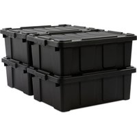 Kunststoff-Aufbewahrungsbox, 43 l Garagen-Aufbewahrungsbox, 4er-Set, BPA-frei, DDSKT-430, Schwarz, stapelbar, Verschlussklammern – B62 x T44 x H22,5 von IRIS OHYAMA