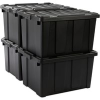 Kunststoff-Aufbewahrungsbox, 68 l Garagen-Aufbewahrungsbox, 4er-Set, BPA-frei, DDSKT-700, Schwarz, stapelbar, Verschlussklammern – B62 x T44 x H35 cm von IRIS OHYAMA