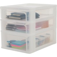 Iris Ohyama - Schreibtisch-Organizer mit 2 flache und 1 tiefe Schublade, Mattweiß, Easy-Pull-System, A4 & A5 Format, Schreibtisch Organizer für Büro, von IRIS OHYAMA