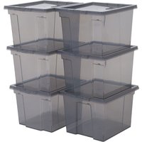 Vielseitige Aufbewahrungsboxen, 10L, 6er-Set, Grau, Leicht schließba Deckel, Stapelbar, Plastik, Für Schrank, Regale, Organisation, Kleidung, von IRIS OHYAMA