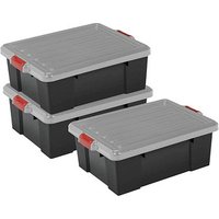 3 IRIS Ohyama DIY SK-230 Aufbewahrungsboxen 3x 25,0 l schwarz, grau, rot 38,5 x 59,0 x 30,0 cm von IRIS Ohyama