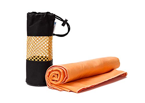 IRISANA - Mikrofaser Gym Handtuch - Orange - 120 x 75 cm - Groß und Kompakt - Mit Tragetasche - Schnelltrocknend - Ideal für empfindliche Haut von IRISANA