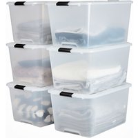 Iris Ohyama - Aufbewahrungsbox aus Kunststoff, 45 l Büro-Aufbewahrungsbox, 6er-Set, TBH-45, transparent, stapelbar, Verschlussclips – B39 x T57 x H30 von IRIS OHYAMA