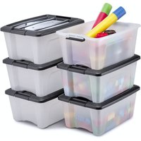 Iris Ohyama Aufbewahrungsboxen mit Deckel, 15L, 6er-Set, Schwarz, Sicherer Verschluss, Stapelbar, Griffe, Schlafzimmer, Schrank, Büro, Organisation, von IRIS OHYAMA