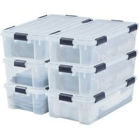 Iris Ohyama, 30L wasserdichte Aufbewahrungsboxen aus Kunststoff mit Deckel, 6er-Set, AT-LS, transparent, stapelbar, Verschlussclips – B59 x T39 x H19 von IRIS OHYAMA