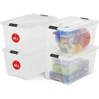 Aufbewahrungsboxen mit Deckel, 45L, 4er-Set, Transparent, Sicherer Verschluss, Stapelbar, Griffe, Schlafzimmer, Schrank, Büro, Organisation, Aufbewahrungsboxen mit Deckel, 45L, 4er-Set, Transparent, Sicherer Verschluss, Stapelbar, Griffe, Schlafzimmer, Schrank, Büro, Organisation, von IRIS OHYAMA