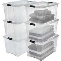 Iris Ohyama - 6er-Set, Aufbewahrungsboxen, 45 l, mit Clips, stapelbar, Wohnzimmer, Schlafzimmer, Garage - New Top Box NTB-45 - Transparent von IRIS OHYAMA