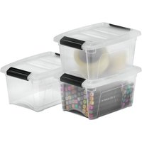 Iris Ohyama - Aufbewahrungsbox aus Kunststoff, 5 l Schreibtisch-Aufbewahrungsbox, 3er-Set, DDNTB-5, transparent, stapelbar, Verschlussclips – B28 x von IRIS OHYAMA