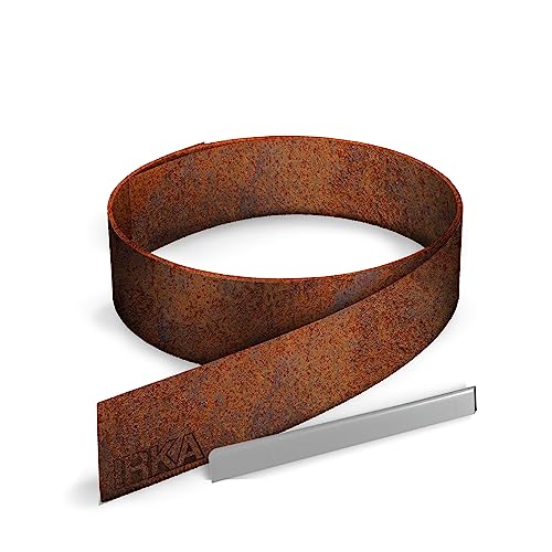 IRKA 1011-002-2 – Rasenkantenband – 0,8mm stark – Cortenstahl – robuste Beeteinfassung – Höhe 15 cm – Länge 15 m von IRKA
